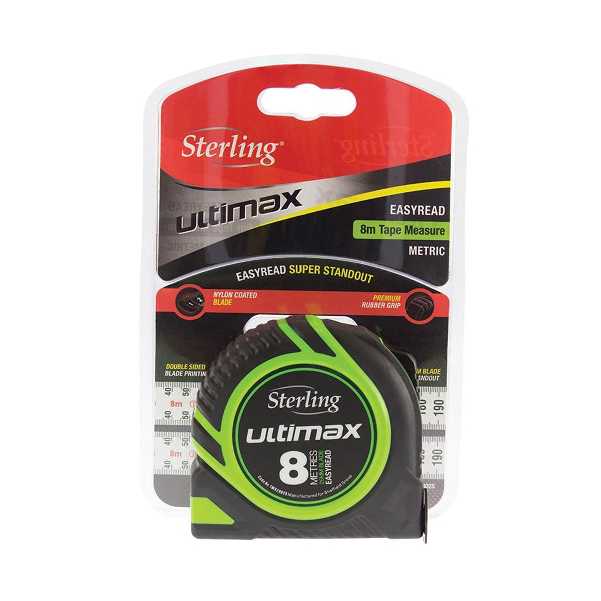 Tape Measure Easyread: 8m x 25mm Metric