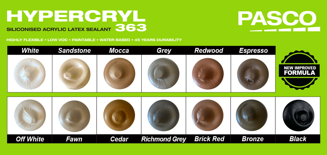 Hypercryl 363 Acrylic Latex Sealant Colour Chart