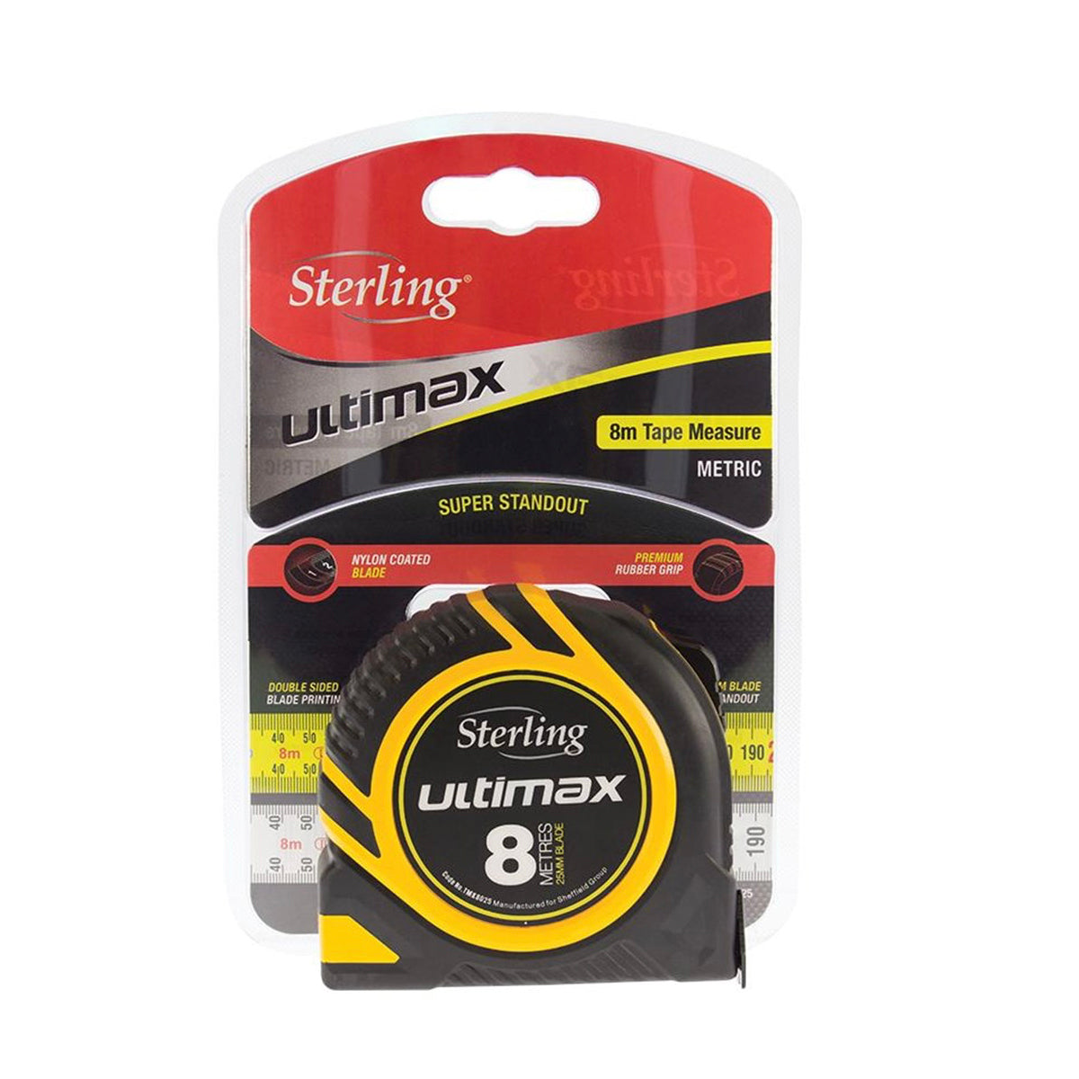 Ultimax Tape Measure: 8m x 25mm Metric